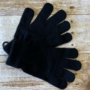 Unbranded Black Knit Winter Gloves Ribbed Cuff Stretchy One Size Cold Weather